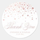 Imitats Rose Gold Foil Confetti Wedding Vielen Dan Runder Aufkleber (Vorderseite)