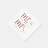 Imitats Rose Gold Foil Mr & Mrs. Serviette (Ecke)