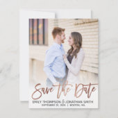 Imitats Rose Gold Foil Script Foto Save the Date (Vorderseite)