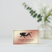Imitats Rose Gold Foil Scuba Tauchlehrer Visitenkarte (Stehend Vorderseite)