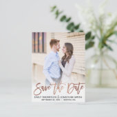 Imitats Rose Gold Fossil Save the Date Postkarte (Stehend Vorderseite)