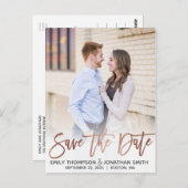 Imitats Rose Gold Fossil Save the Date Postkarte (Vorne/Hinten)
