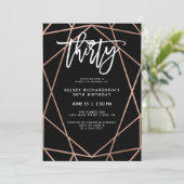 Imitats Rose Gold Geometric | 30. Geburtstag Party Einladung (Stehend Vorderseite)