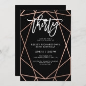 Imitats Rose Gold Geometric | 30. Geburtstag Party Einladung (Vorne/Hinten)
