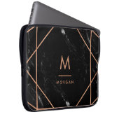 Imitats Rose Gold Geometric | Schwarzer Marmorlook Laptopschutzhülle (Vorne Rechts)