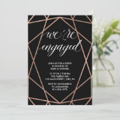 Imitats Rose Gold Geometrie Engagement Partei Einladung (Stehend Vorderseite)