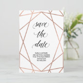 Imitats Rose Gold Geometrie Save the Date | Foto (Stehend Vorderseite)