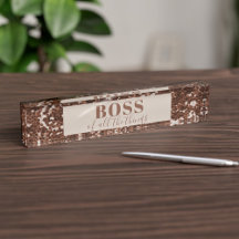Imitats Rose Gold Glitzer Boss Schreibtisch Namens