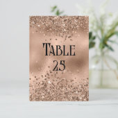 Imitats Rose Gold Glitzer & Foil Hochzeit Tischnum Einladung (Stehend Vorderseite)