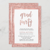 Imitats Rose Gold Glitzer | Foto der Graduierungsp Einladung (Vorne/Hinten)