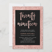 Imitats Rose Gold Glitzer | Foto der Graduierungsp Einladung (Vorderseite)