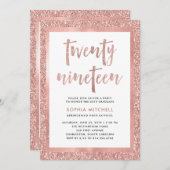 Imitats Rose Gold Glitzer | Foto der Graduierungsp Einladung (Vorne/Hinten)