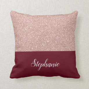 Imitats Rose Gold Glitzer mit Burgund Kissen