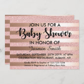 Imitats Rose Gold Glitzer & Rose Gold Foil Kinderd Einladung (Vorne/Hinten)