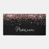 Imitats Rose Gold Glitzer und Schwarz Schreibtischunterlage (Vorderseite)
