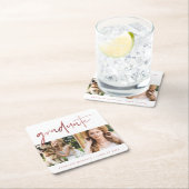 Imitats Rose Gold Graduate Script Foto Raster Weiß Rechteckiger Pappuntersetzer (Vor Ort)