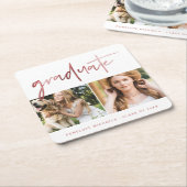 Imitats Rose Gold Graduate Script Foto Raster Weiß Rechteckiger Pappuntersetzer (angewinkelt)