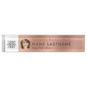 Imitats Rose Gold Ihr Logo Foto Beruflich Namensplakette (Vorderseite)