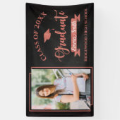 Imitats Rose Gold Klasse von 2025 Foto Abschluss Banner (Vertikal)