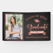 Imitats Rose Gold Klasse von 2025 Foto Abschluss Banner (Horizontal)