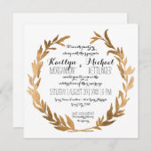 Imitats Rose Gold Laurel Wreath Olive Leaf Platz Einladung (Vorne/Hinten)