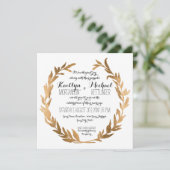 Imitats Rose Gold Laurel Wreath Olive Leaf Platz Einladung (Stehend Vorderseite)