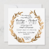 Imitats Rose Gold Laurel Wreath Olive Leaf Platz Einladung (Vorderseite)