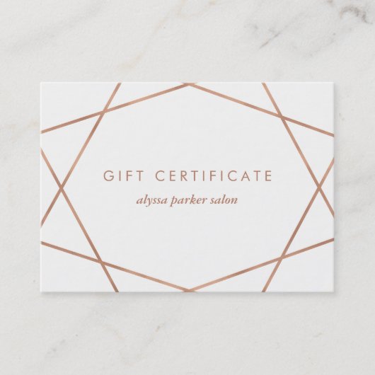 Imitats Rose Gold Look Geometric | Geschenkgutsche Rabattkarte (Vorderseite)