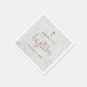 Imitats Rose Gold Marmor Taufe Napkin Serviette (Ecke)