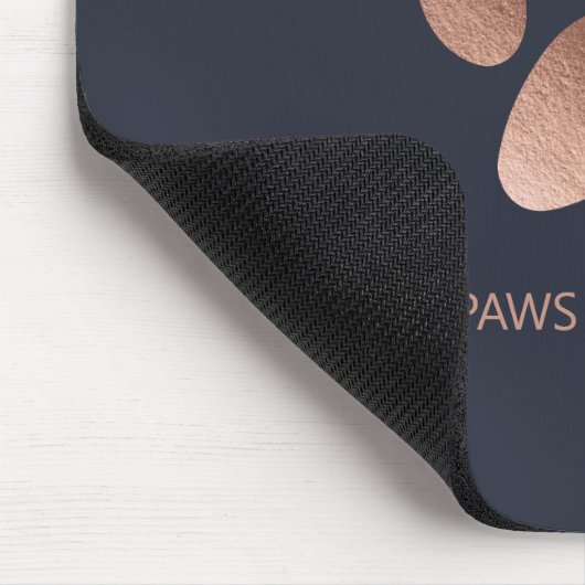 Imitats Rose Gold Paw Print auf Navy Mousepad (Ecke)