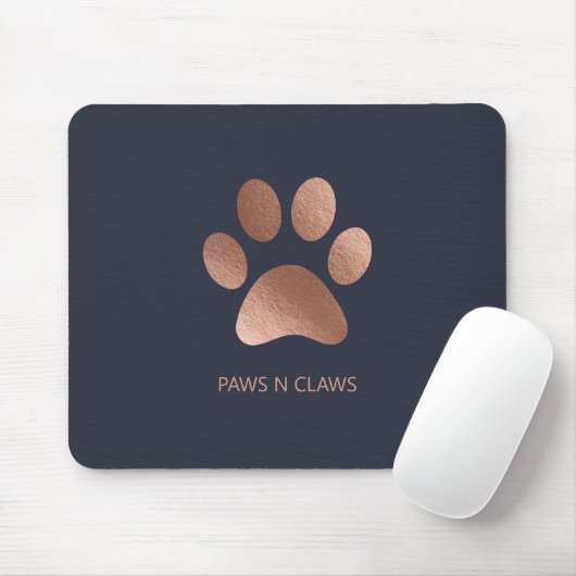 Imitats Rose Gold Paw Print auf Navy Mousepad (Mit Mouse)