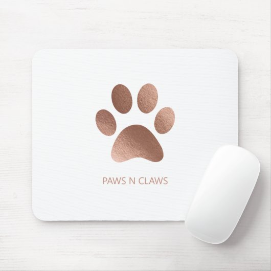 Imitats Rose Gold Paw Print auf Weiß Mousepad (Mit Mouse)