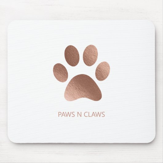 Imitats Rose Gold Paw Print auf Weiß Mousepad (Vorne)