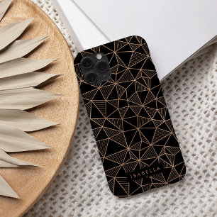 Imitats Rose Gold & Schwarz Moderne Geometrie iPhone 16 Hülle