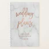 Imitats Rose Gold-Script auf Marble | Hochzeitspla Planer (Vorderseite)