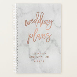 Imitats Rose Gold-Script auf Marble   Hochzeitspla Planer