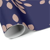 Imitats Rose Gold und Navy Blue Floral Muster Geschenkpapier (Rolleneckpunkt)