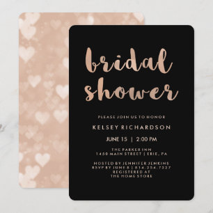 Imitats Rose Gold und Schwarzes Brautparty Einladung