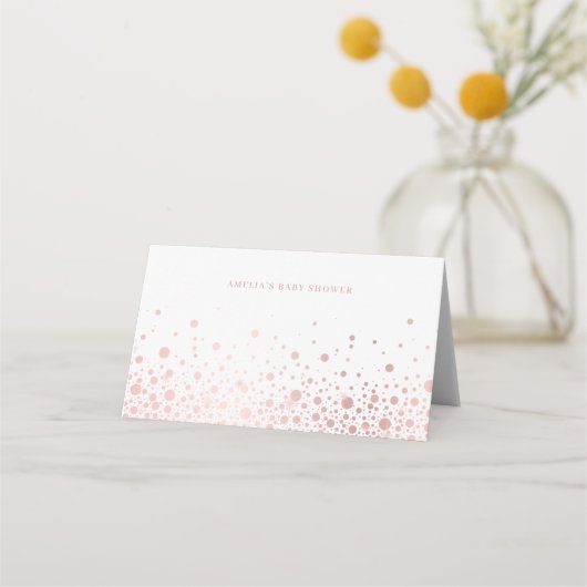 Imitats Rose Goldene Foil Confetti Dots Hochzeit Platzkarte (Rückseite)