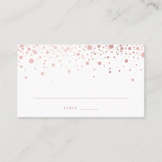Imitats Rose Goldene Foil Confetti Dots Hochzeit Platzkarte (Vorderseite)