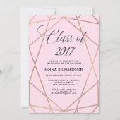 Imitats Rose Goldene Geometrie auf Rosa Abschluss Einladung (Vorderseite)