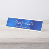 Imitats Royal Blue Metallic Foil Schreibtischnamensplakette (Vorderseite )