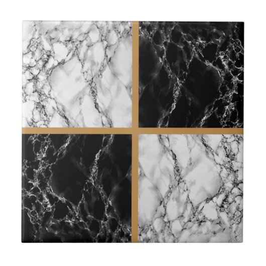 Imitats Schwarz-Weiß-Marmor-Keramik Tile Fliese (Vorderseite)
