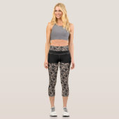 Imitats Schwarze Rose Lace Fishnet und Kurz - eleg Capri Leggings (Vorderseite)