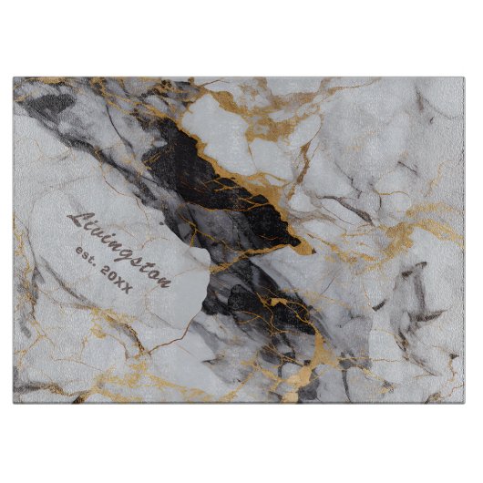 Imitats Schwarzer Gold Marmor etabliert Personalis Schneidebrett (Vorderseite)