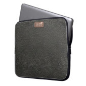 Imitats Schwarzes Leder Look Monogramm Laptop-Sieb Laptopschutzhülle (Vorderseite Links)