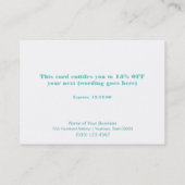 Imitats Sequins Salon und Wellness-Center Holiday  Rabattkarte (Rückseite)