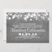 Imitats Silber Glitzer Lichter Hochzeit lädt ein Einladung (Vorderseite)