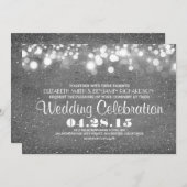 Imitats Silber Glitzer Lichter Hochzeit lädt ein Einladung (Vorne/Hinten)