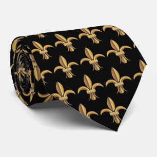 Imitats Silk Black Gold Lilie Luxury Neck Tie Krawatte